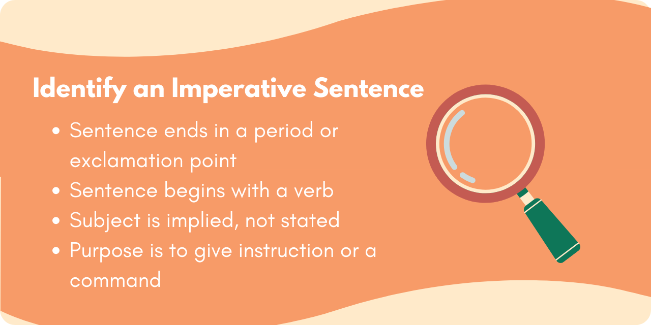 graphic showing how to identify an imperative sentence