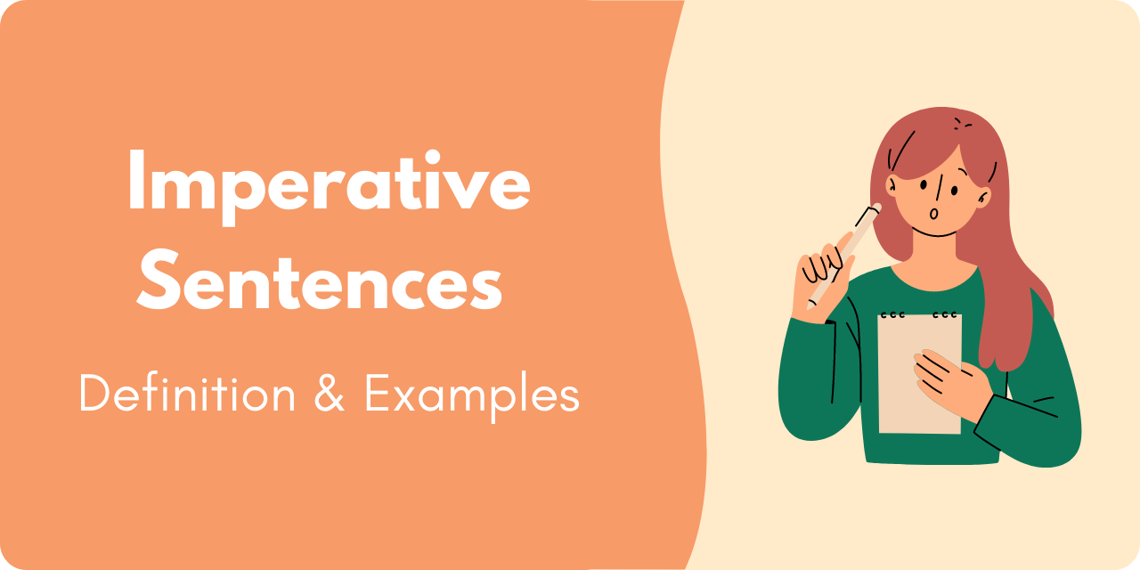 title graphic stating "imperative sentences, definition & examples"