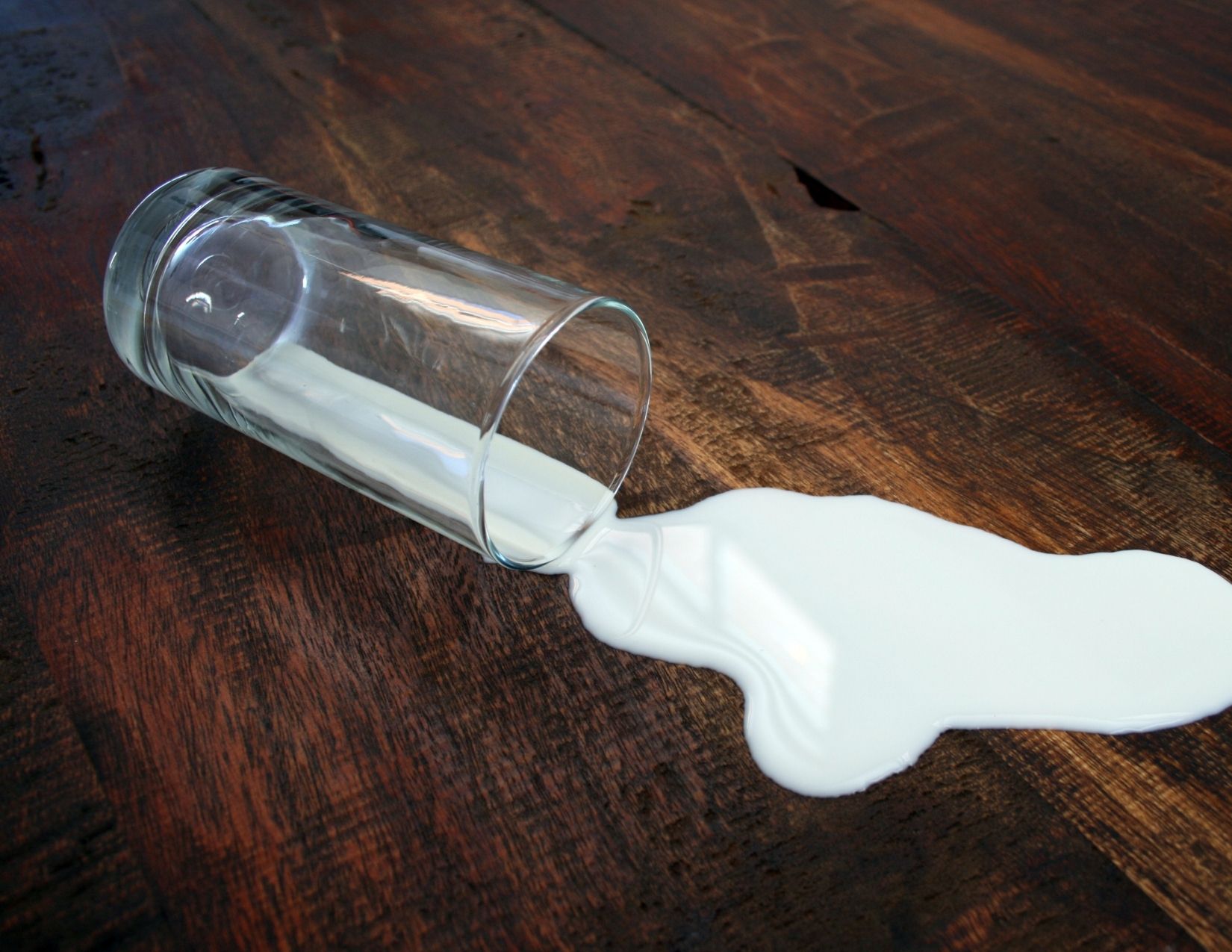 picture of spilled milk to showcase the phrase "crying over spilled milk"
