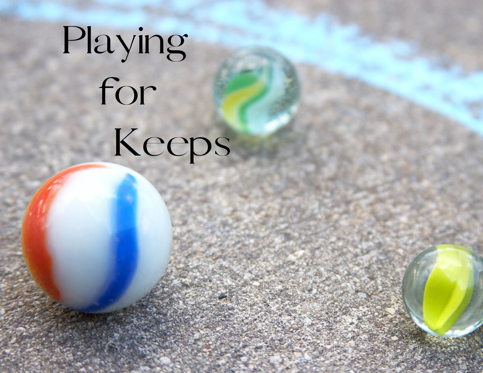 A graphic of a game of marbles to show the origin of the phrase "playing for keeps"
