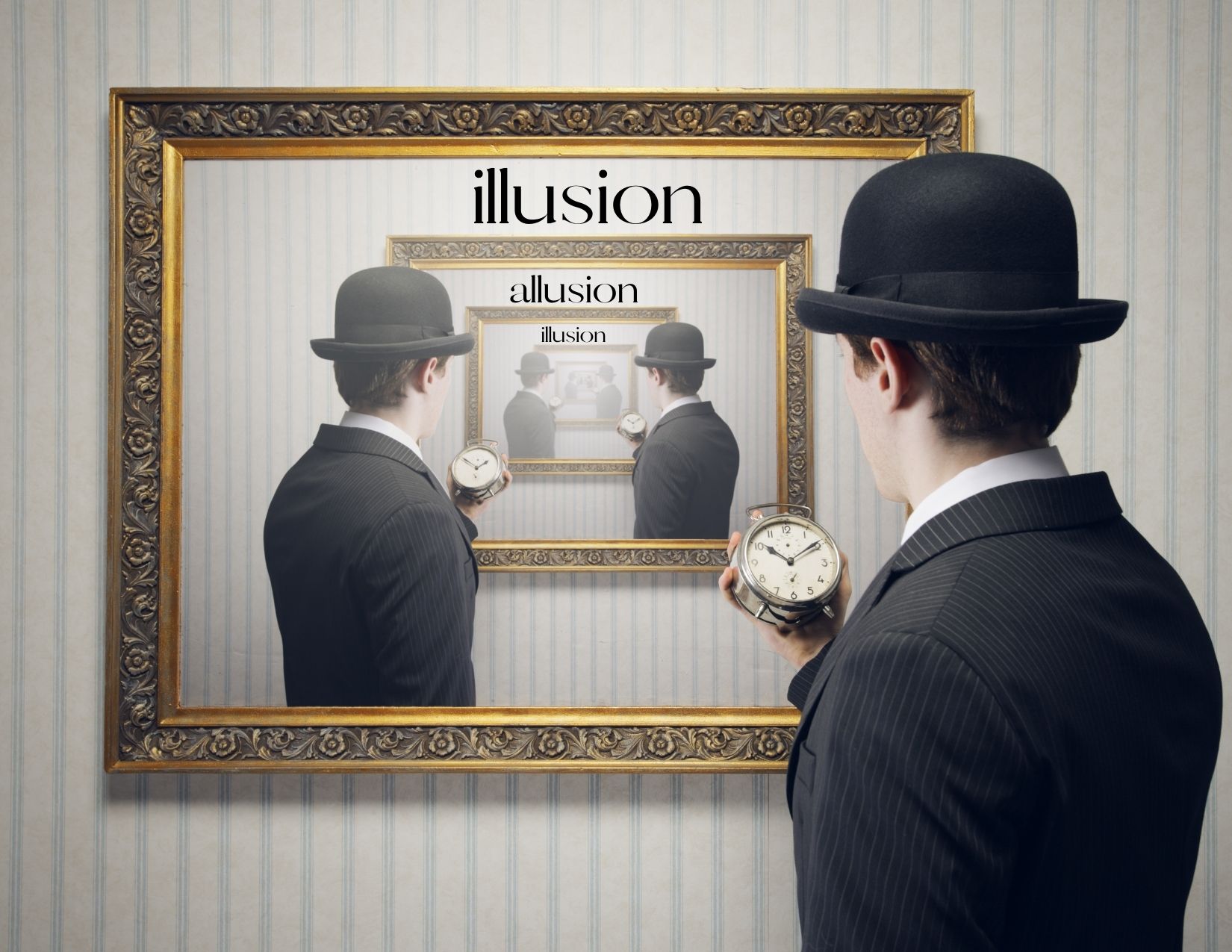 a picture of a mirror in a mirror with the words illusion and allusion
