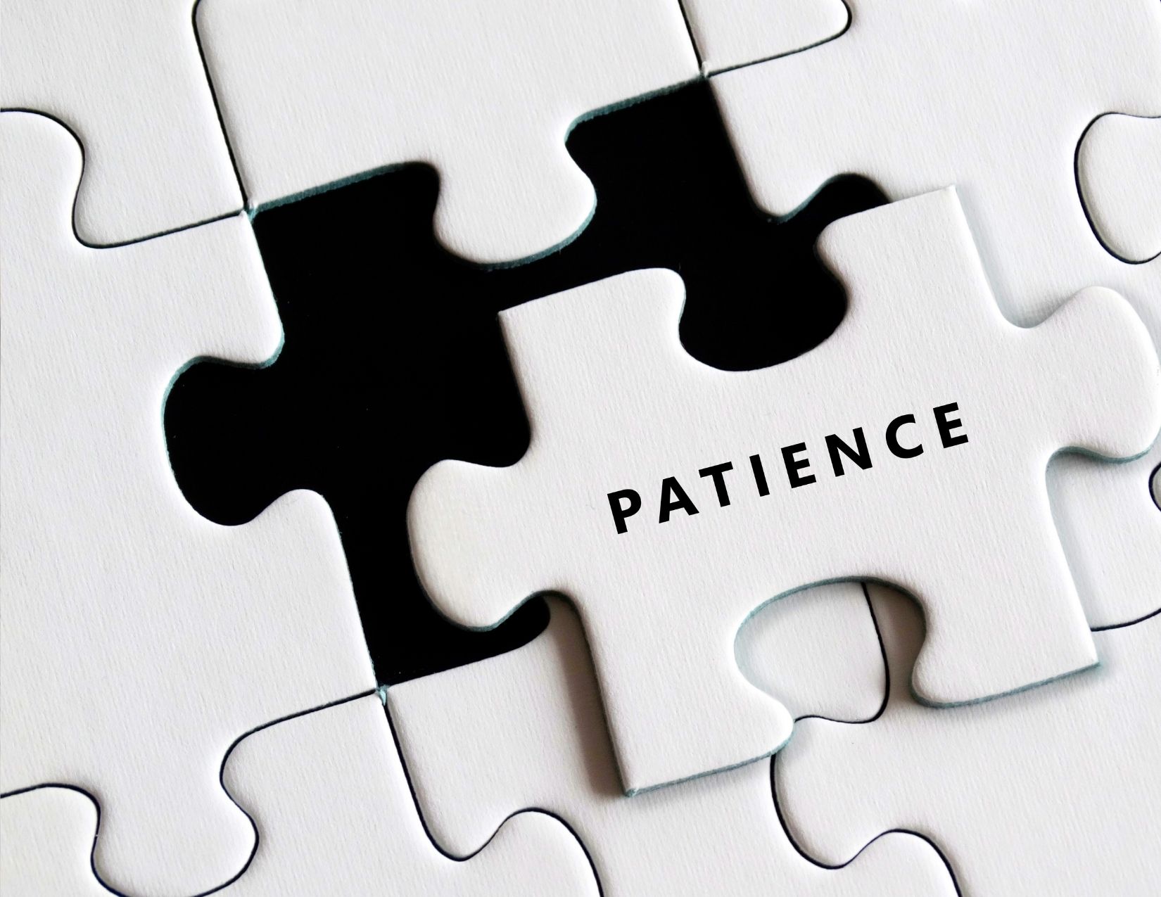 A picture of a puzzle with the word "patience"