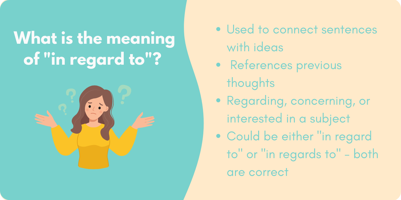graphic listing the meanings of "in regard to"