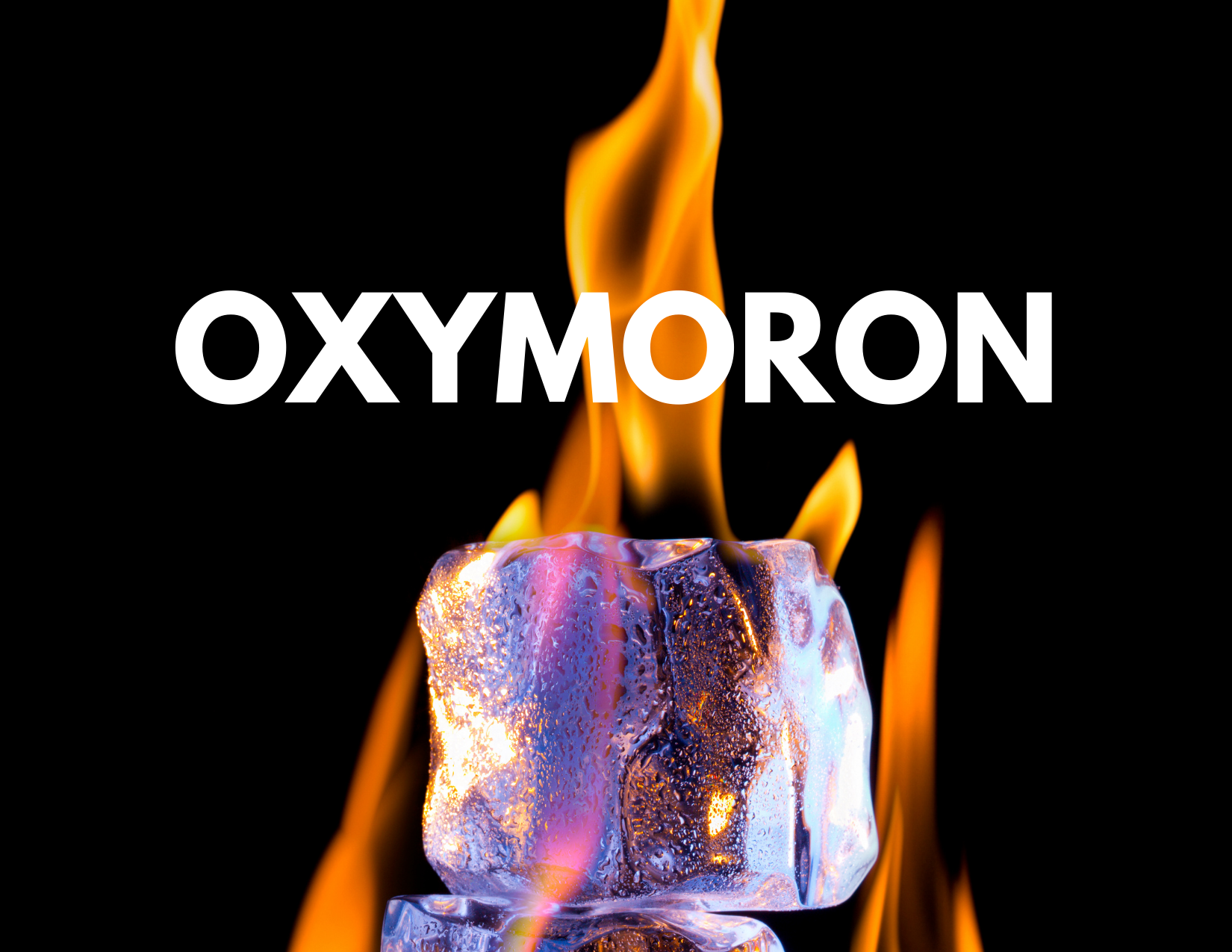 A picture of an ice cube on fire to represent and example of an oxymoron