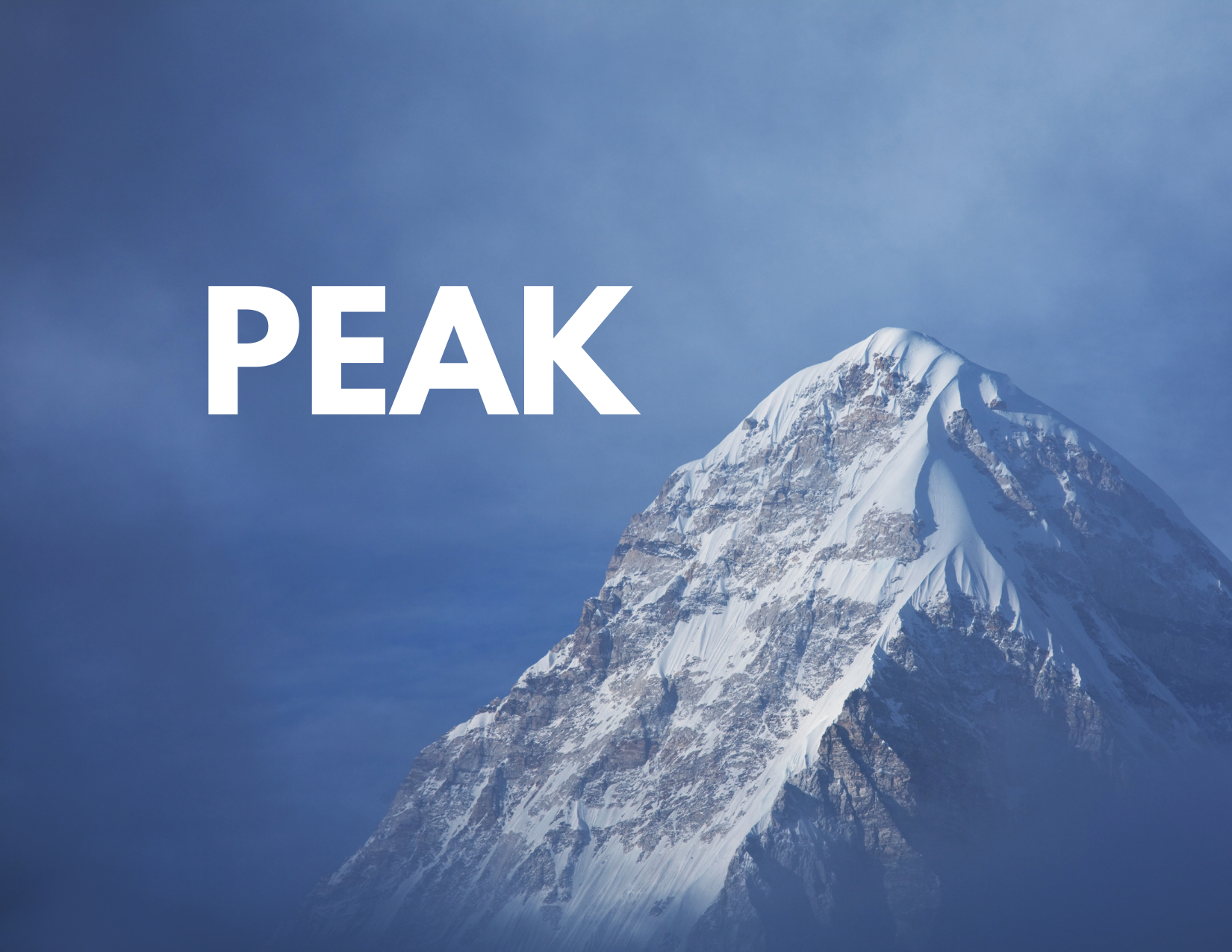 A picture of a mountain peak with the caption "Peak"