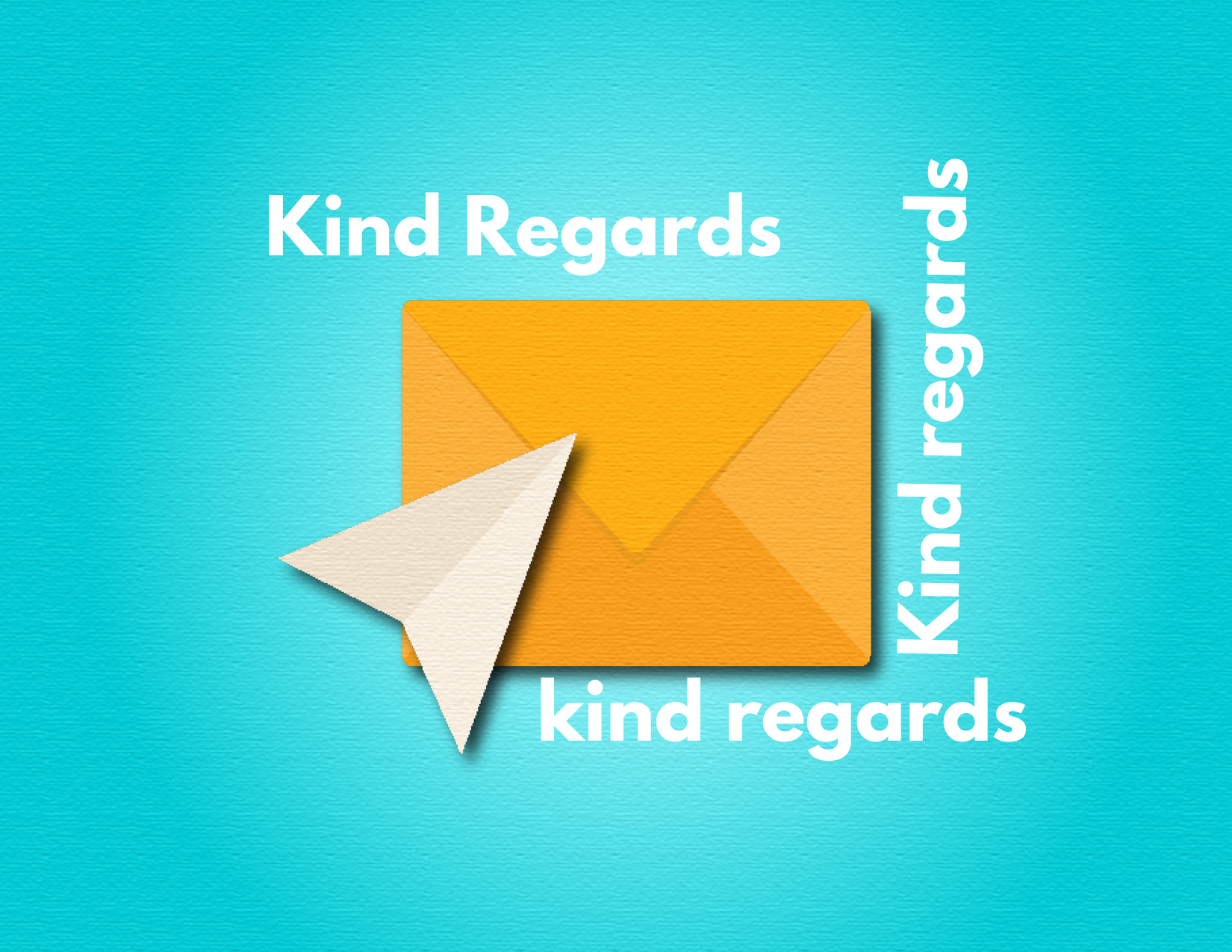 is kind regards capitalised? A graphic showing the email icon with various variations of "Kind Regards" - Capitalised, non capitalised, etc, to signify the question: is kind regards capitalised?