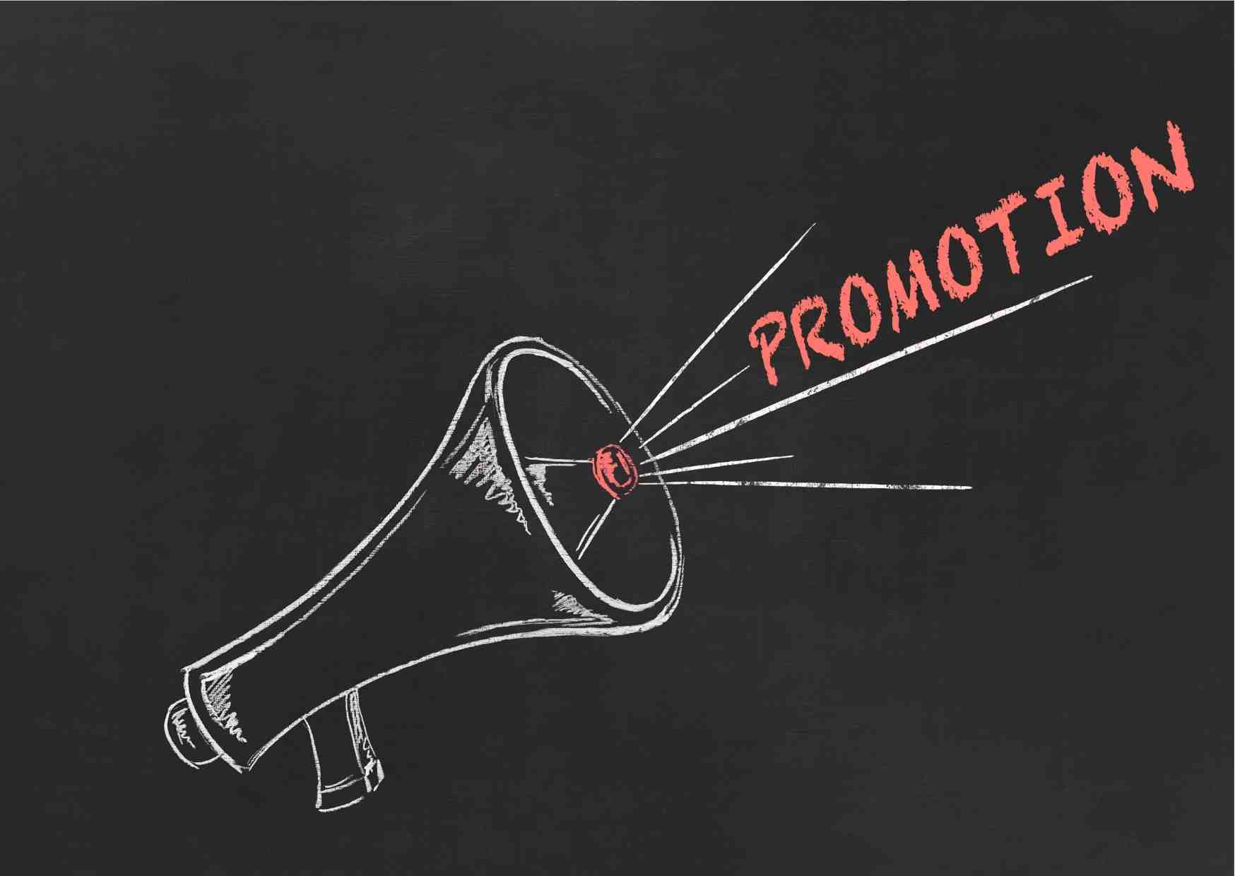 A picture of a megaphone with the word "Promotion"