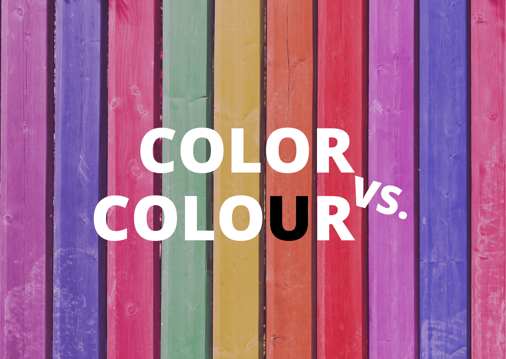 A multi-colour background with the words color vs. colour
