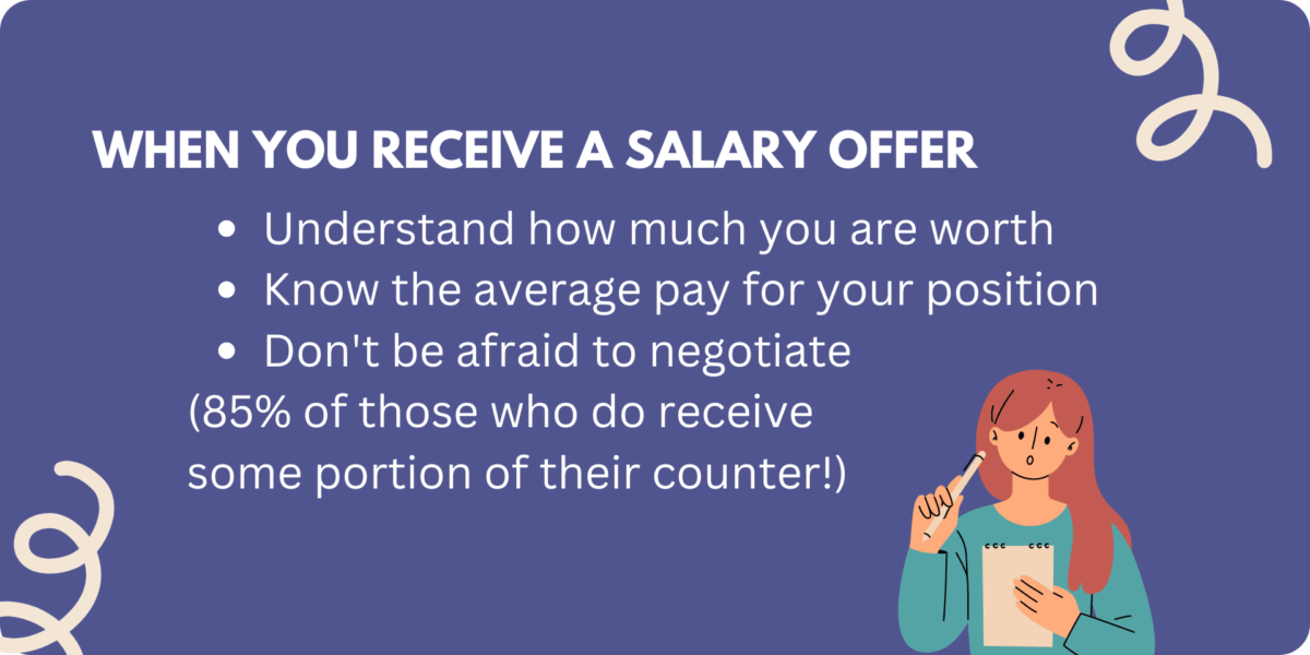 A graphic outlining things to consider after you've received a salary offer, as detailed in the article