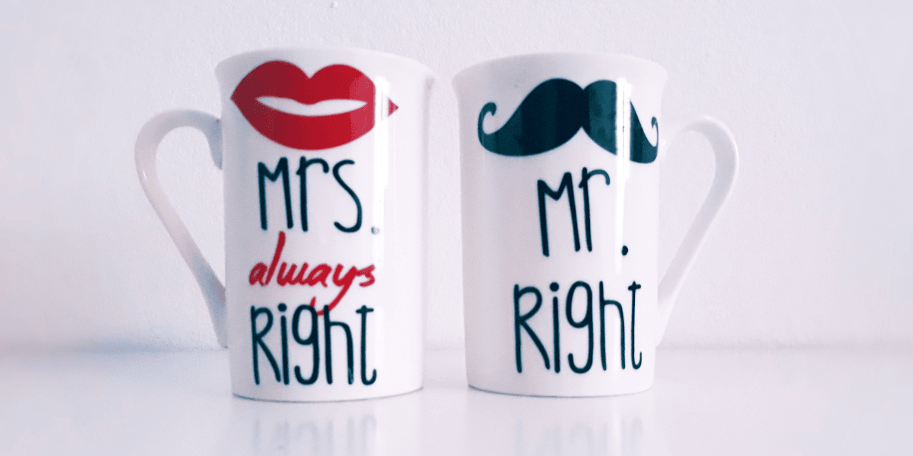 A picture of two personalised mugs for a fictional Etsy listing