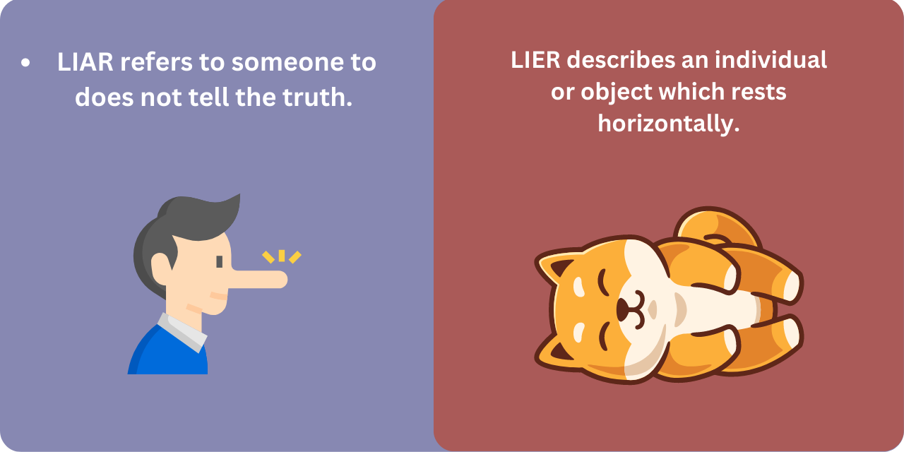 A graphic describing the difference between liar and lier