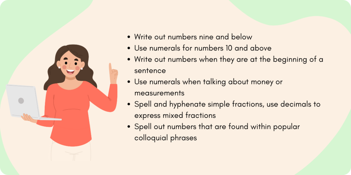 Common guidelines on when you should spell out numbers
